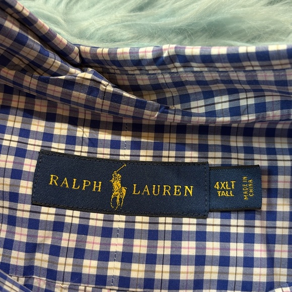 Ralph Lauren Blue Pink Check Button Down Shirt sz 4XLT - Picture 9 of 11